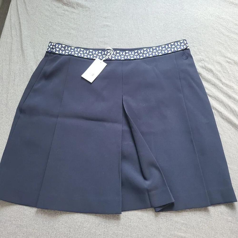 Tory Burch Sport Twill Skort Sz 14 Navy Blue Tennis Skirt Pleaded new